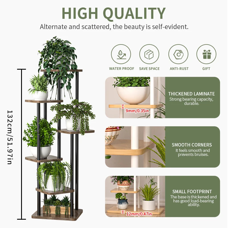 Plant Stand Wooden Storage Shelf 4/5/6 Tier