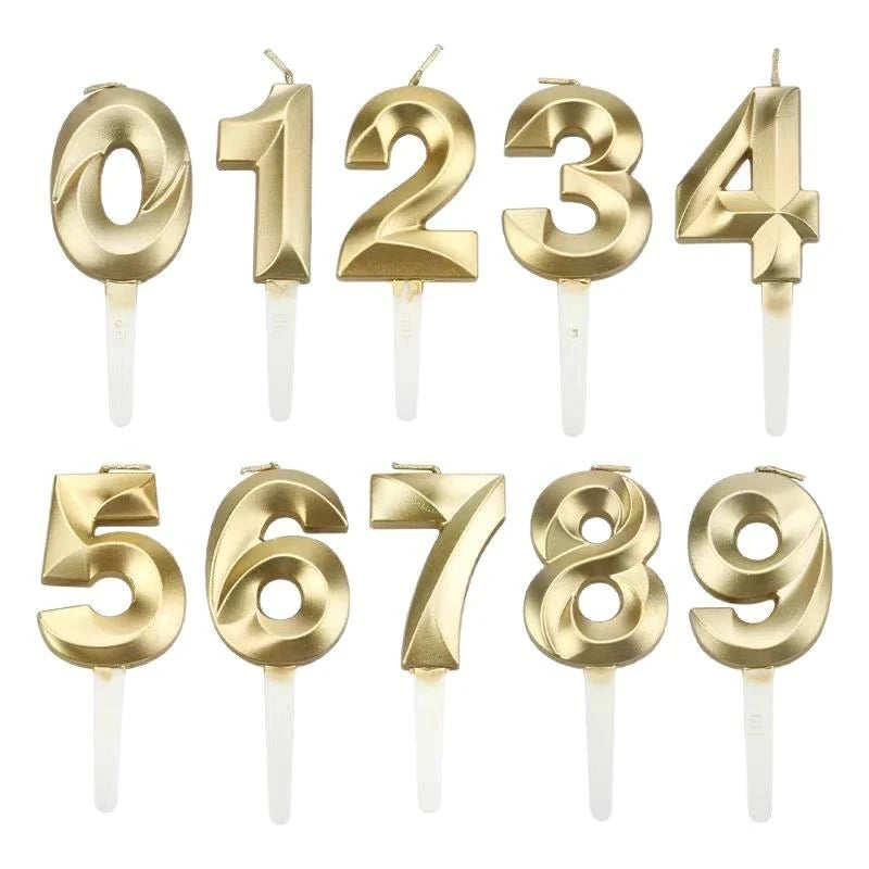 3D Gold Number Candles