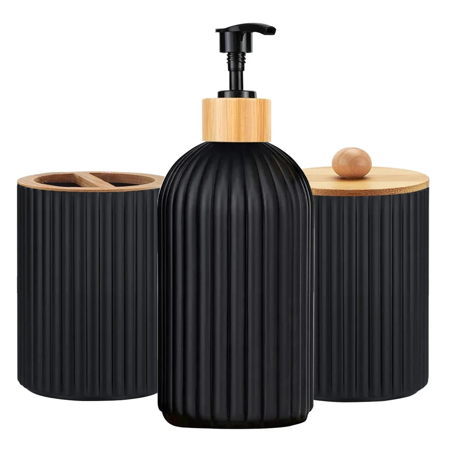 Bathroom Hand Soap Dispenser Cotton Ball Storage Box Toothbrush Holder