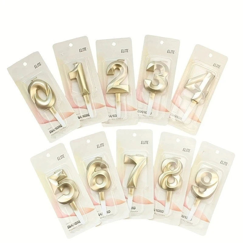 3D Gold Number Candles