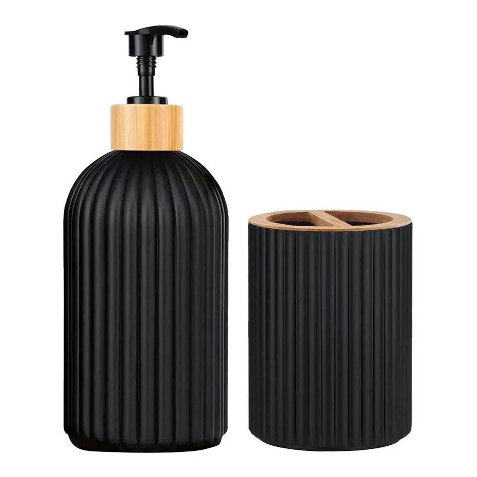 Bathroom Hand Soap Dispenser Cotton Ball Storage Box Toothbrush Holder