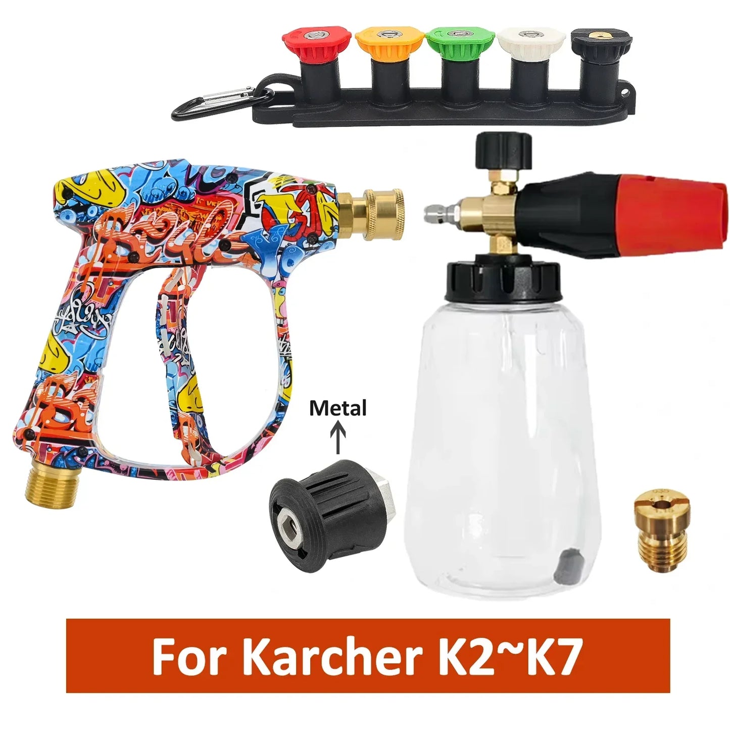 Graffiti Design Foam Cannon Kit - High Pressure Washer Gun for Karcher/Bosch/Nilfisk