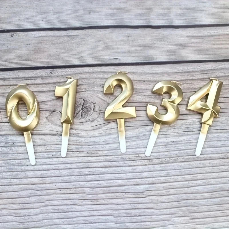 3D Gold Number Candles