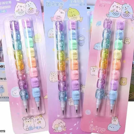 2pcs Set Cute Bear Non Sharpening Mechanical Pencil