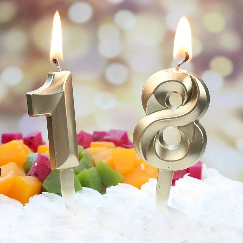 3D Gold Number Candles
