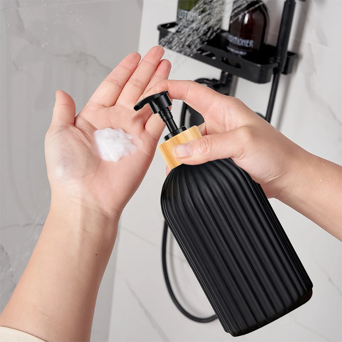 Bathroom Hand Soap Dispenser Cotton Ball Storage Box Toothbrush Holder