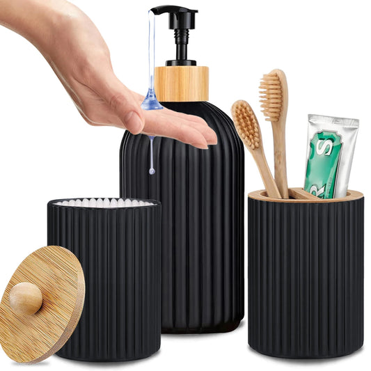 Bathroom Hand Soap Dispenser Cotton Ball Storage Box Toothbrush Holder