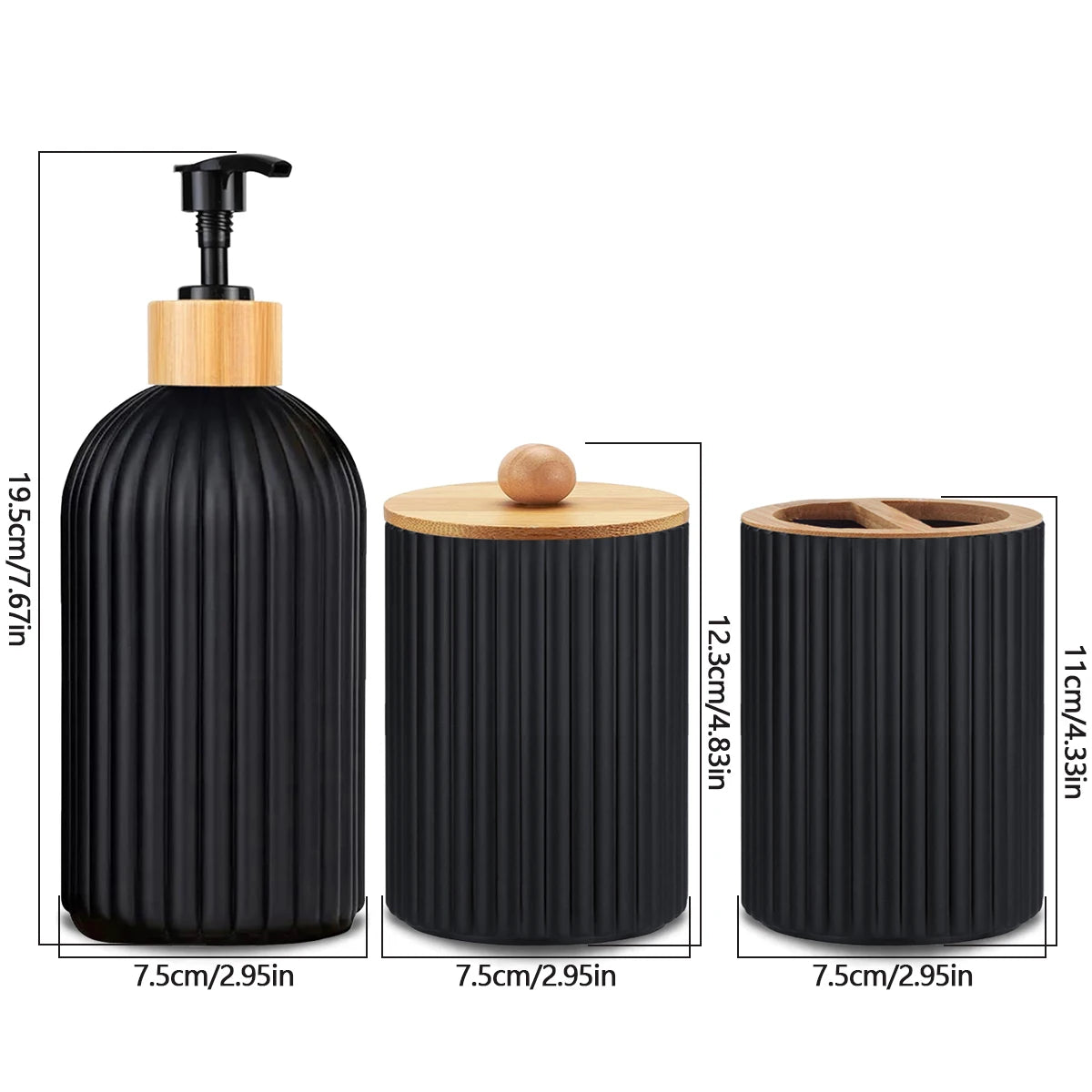 Bathroom Hand Soap Dispenser Cotton Ball Storage Box Toothbrush Holder