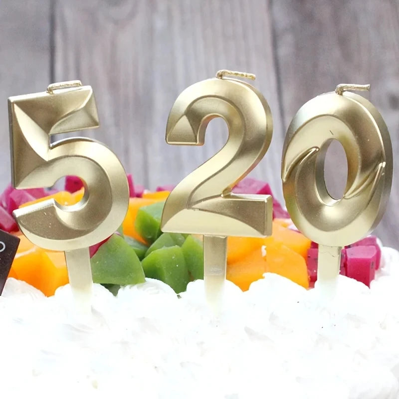 3D Gold Number Candles