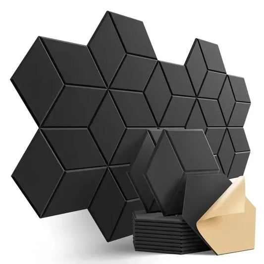 12 Pcs Self-Adhesive Hexagon Sound Insulation Foam Panel